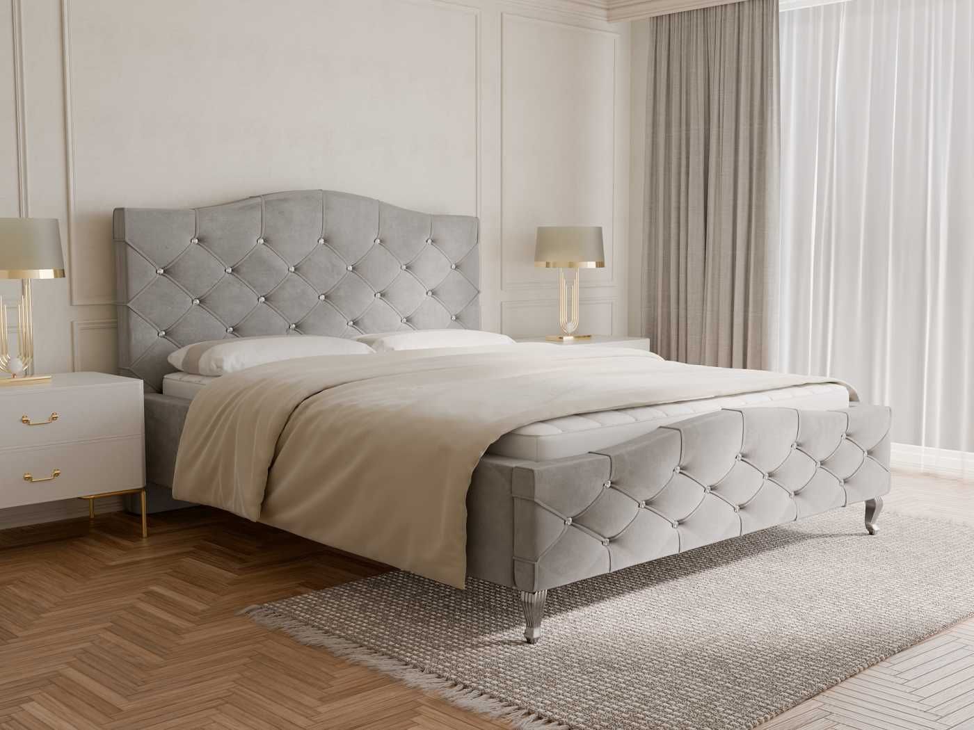 Łóżko tapicerowane Glamour karo 160x200 ze stelażem