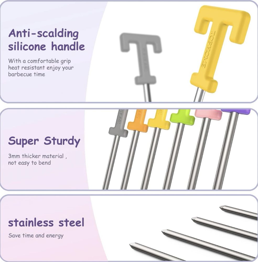 TOPHOME 12 Szpikulcy  do grillowania ze stali nierdzewnej