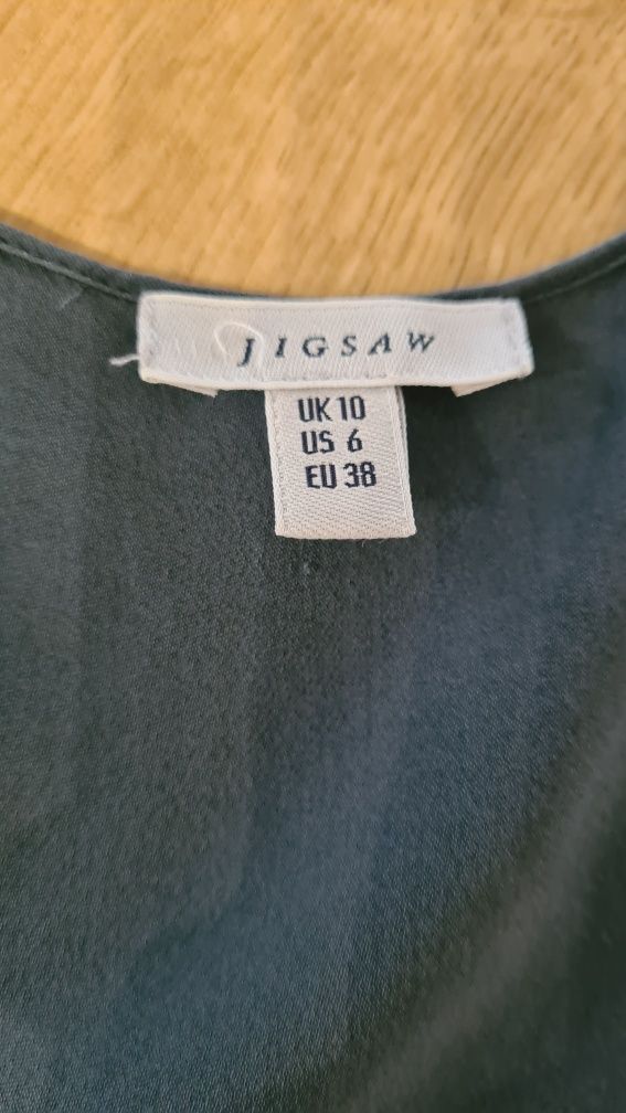 Bluzka koszulowa, Top 100% Silk Jedwab. Butelkowa zieleń. Rozmiar 38 M