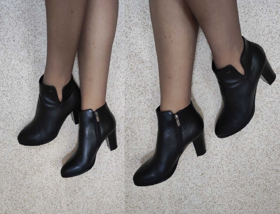 czółenka szpilki na obcasie słupku skórzane włoskie skórkowe botki