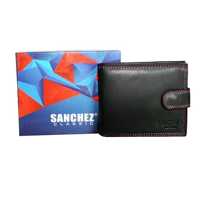 portfel męski z przeszyciem sanchez classic - czarny