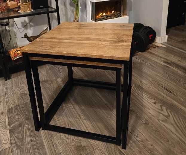 Nowe Stoliki Kawowe Zestaw 2szt. Rozkładany Ława Stół Kwadratowy Dąb