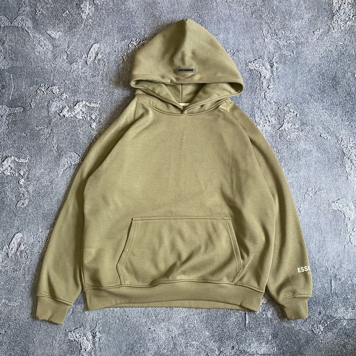 Худі від essentials fear of god BIG center logo у пісочному кольорі