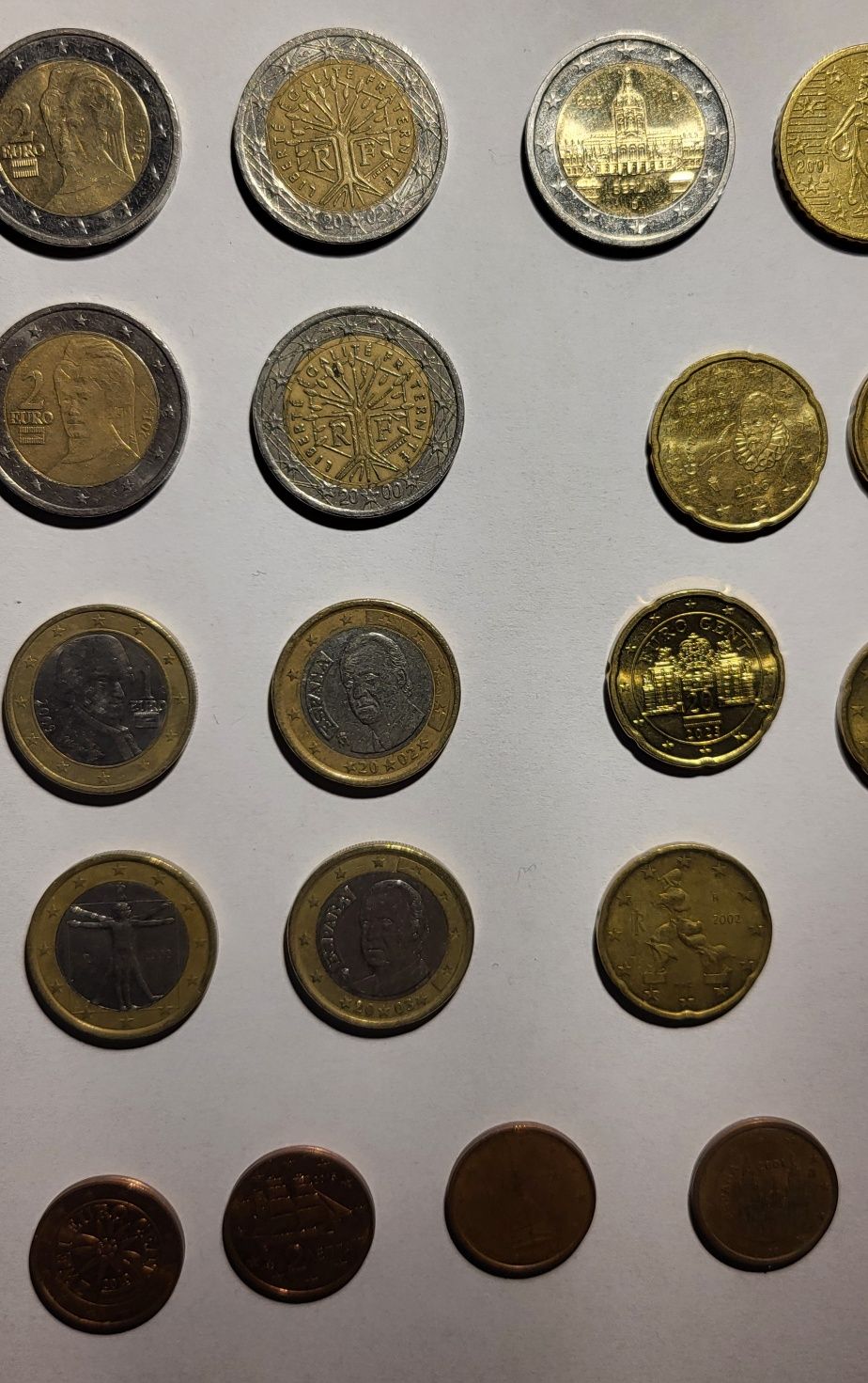 Monety euro różne 2euro 1euro 50centow 20centow 2centy 1cent