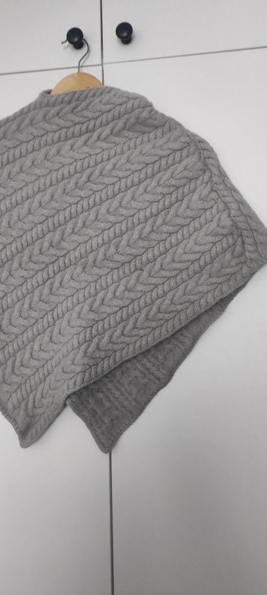 Narzutka/poncho merino Wool szary