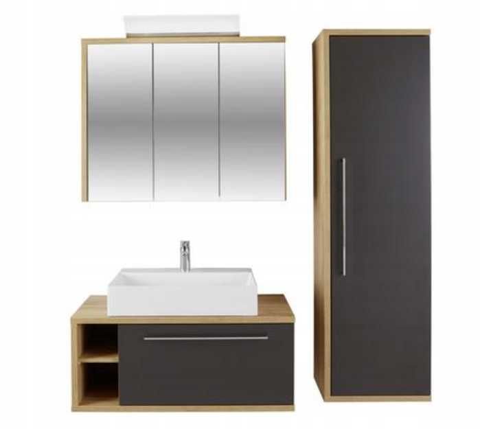 Szafka Słupek do Łazienki Wiszący Dąb Złoty Grafit Mat 45x159cm NOWY