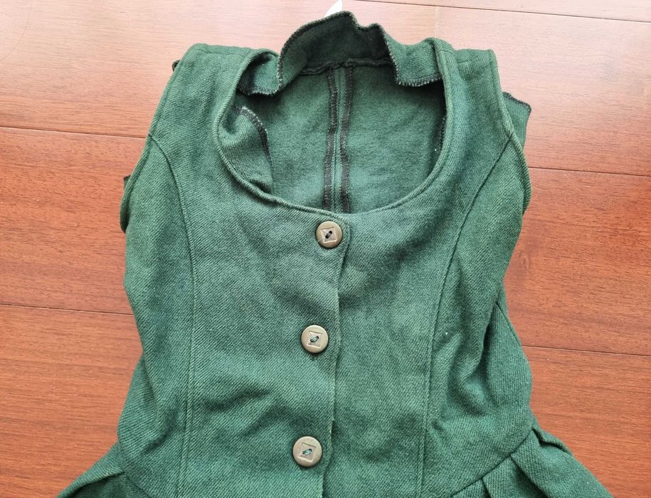 Vestido quentinho verde escuro sem mangas, 24 meses