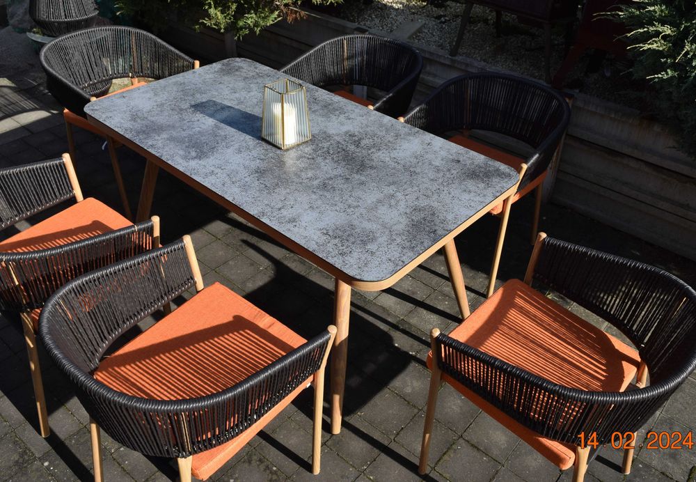 zestaw ogrodowy 6+1 technoratan obiadowy stół krzesła promocja