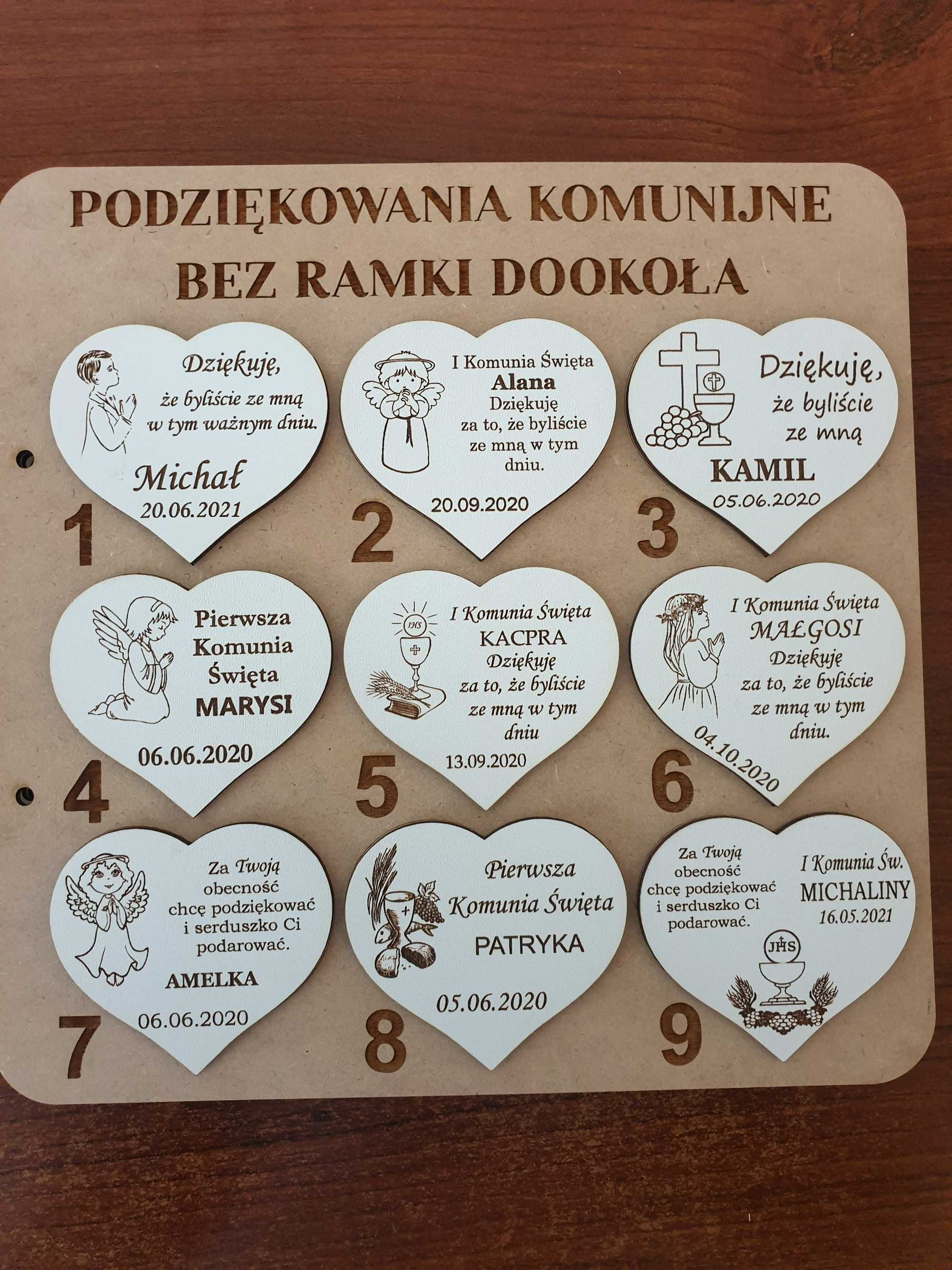 Podziękowania komunijne magnesy