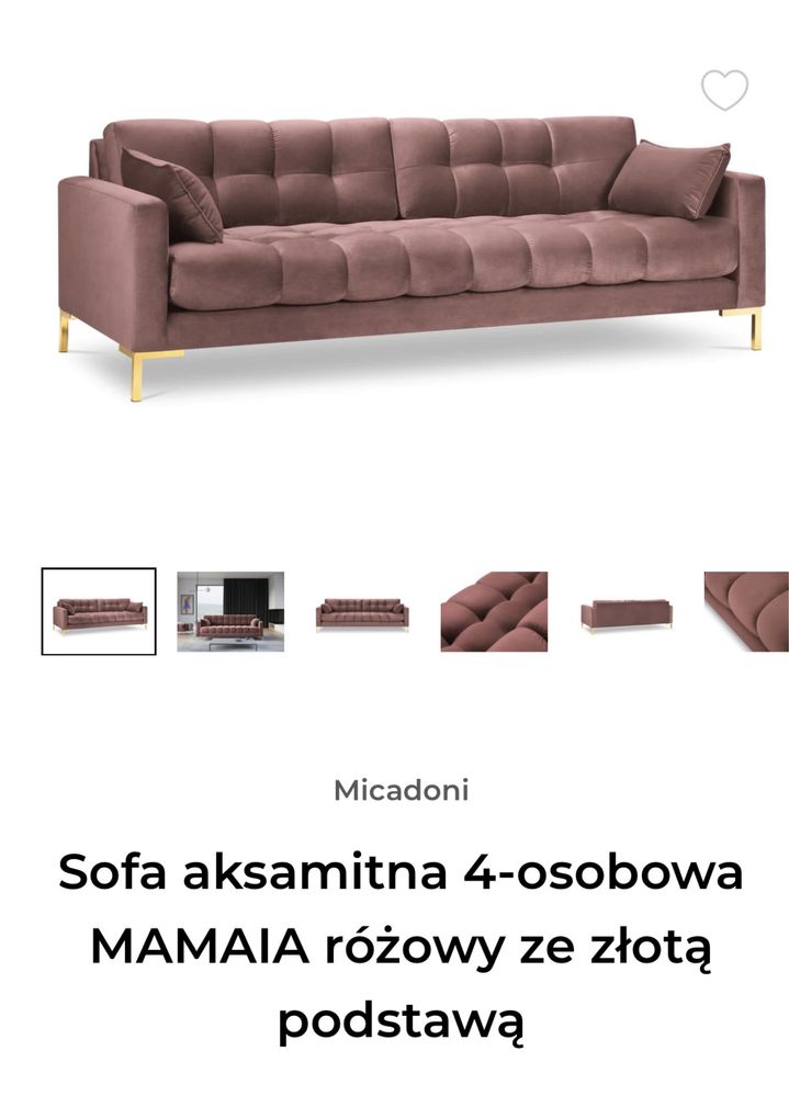 Sofa 4 osobowa brudny róż