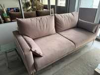 Kanapa sofa duze siedzisko pudrowy roz / bezowy spanie 160:200