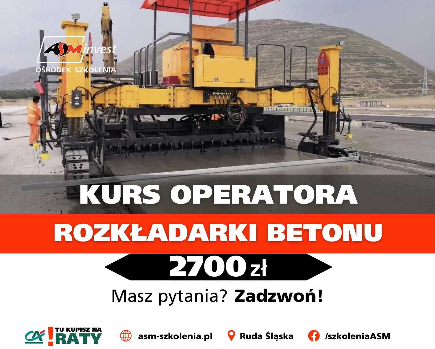 01.09.25 - Kurs na operatora maszyn do rozkładania betonu uprawnienia