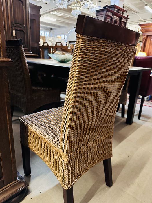 KOLONIALNY stół tekowy z 6 krzesłami z wikliny :)