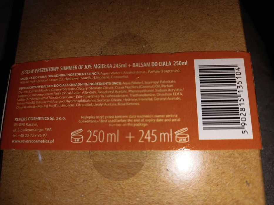 Revers Cosmetics Summer Joy zestaw prezentowany  mgiełka + balsam