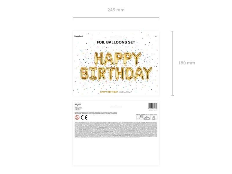 Balon foliowy Happy Birthday złoty 340x35cm