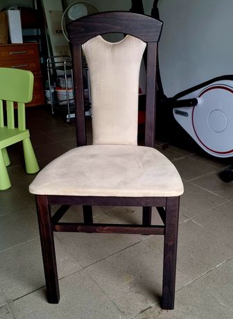 Krzesła drewniane, tapicerowane. 5 sztuk