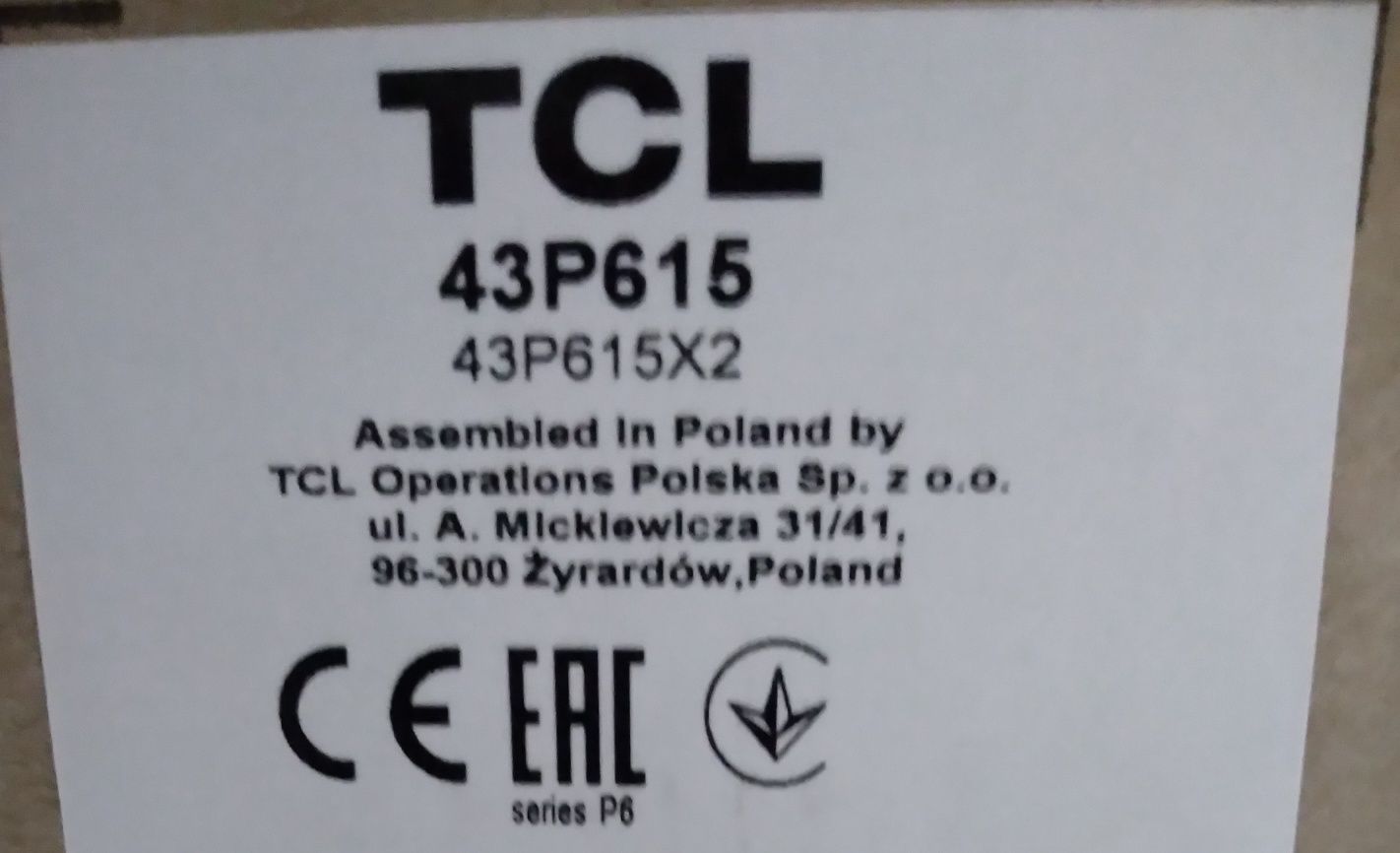 Czesci TCL 43P615  p615