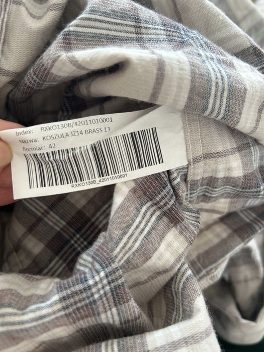 Koszula męska Rage Age by Czapul w kratę szara beżowa w prążek kratkę