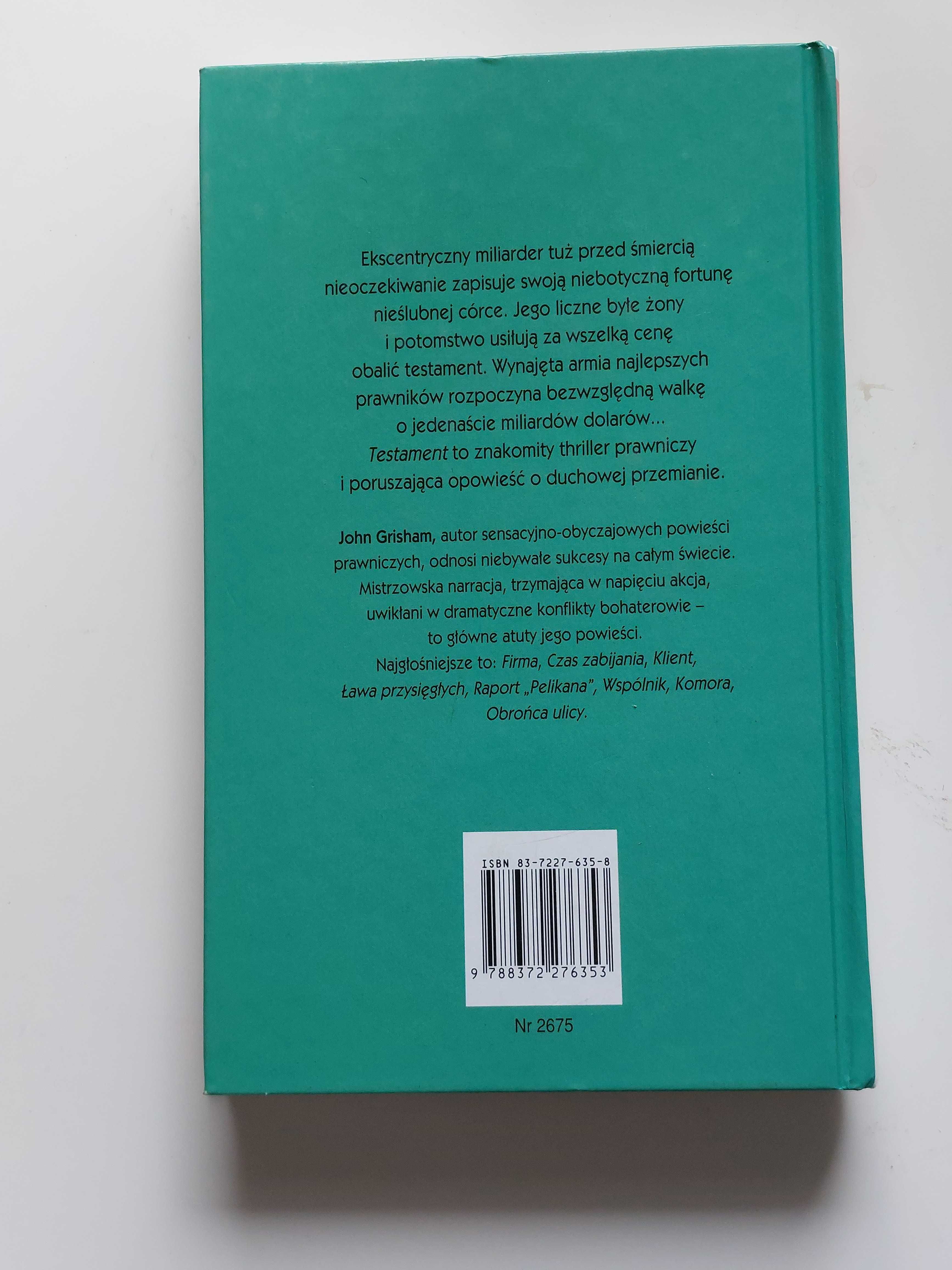 Książka John Grisham Testament