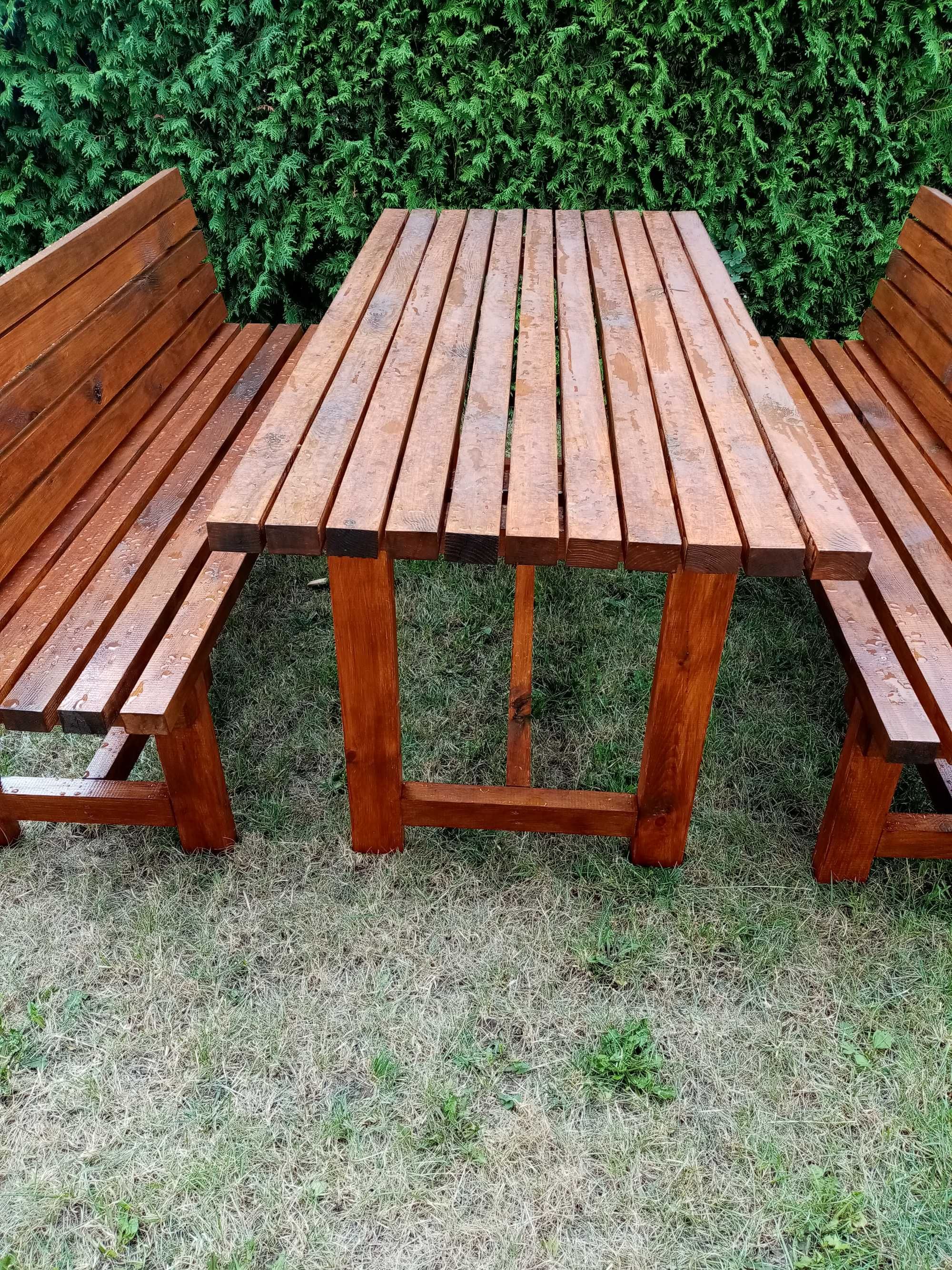 NOWY Zestaw Mebli Ogrodowych (dwie ławki i stół)  180cm