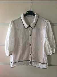 Bluzka Zara ażurowa XL biała z kolnierzykiem 42