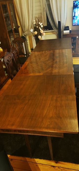 Stół z krzesłami dębowy eklektyczny