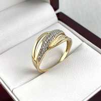 Przepiękny ZŁOTY pierścionek z cyrkoniami PR. 585 (14K) rozmiar 17
