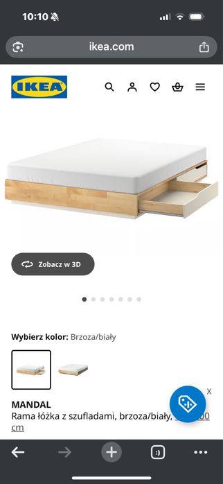 Rama lozka i materac 160x200 ikea