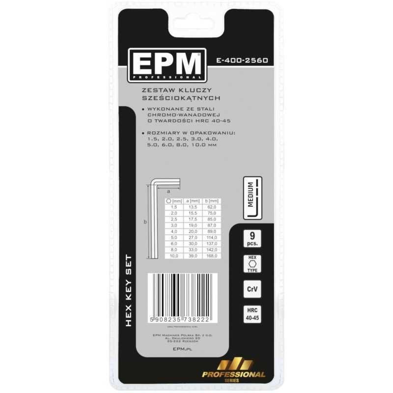 EPM Komplet kluczy imbusowych HEX TYP L 9SZT ŚREDNIE