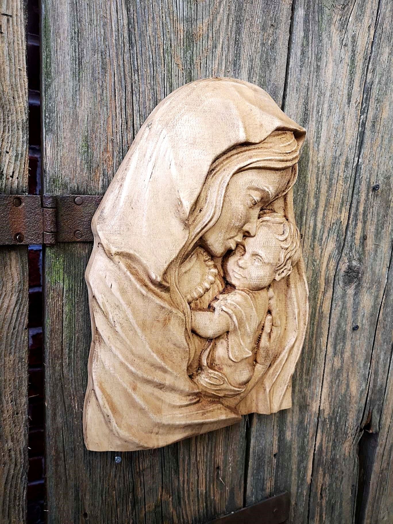 Obraz w drewnie prezent ślub MARIA Z JEZUSKIEM 40