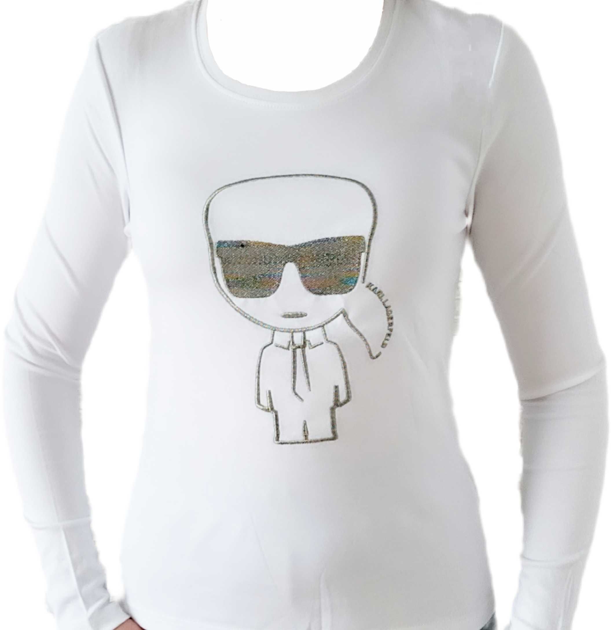 Bluzka damska Karl Lagerfeld Longsleeve biały