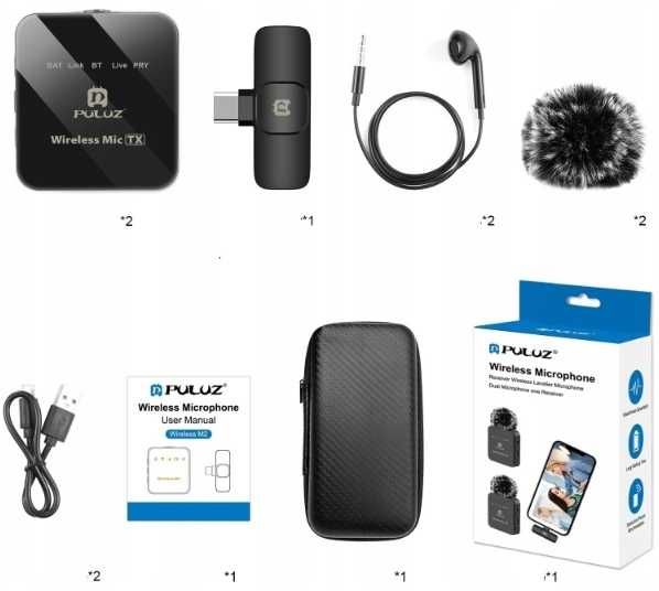 2x bezprzewodowy mikrofon do telefonu  android iOS