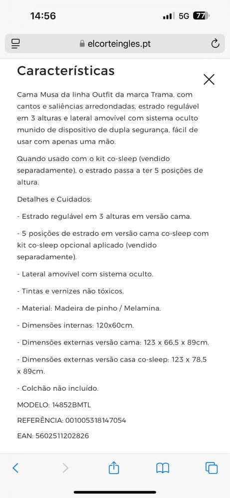 Berço + colchão Bebé