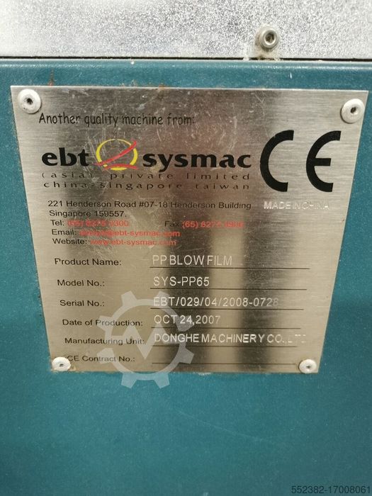 Linia do produkcji folii EBT Sysmac PP BLOW FILM SYS-PP65