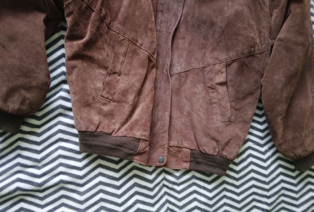 Kurtka bomber skórzana zamszowa Vintage Real Leather