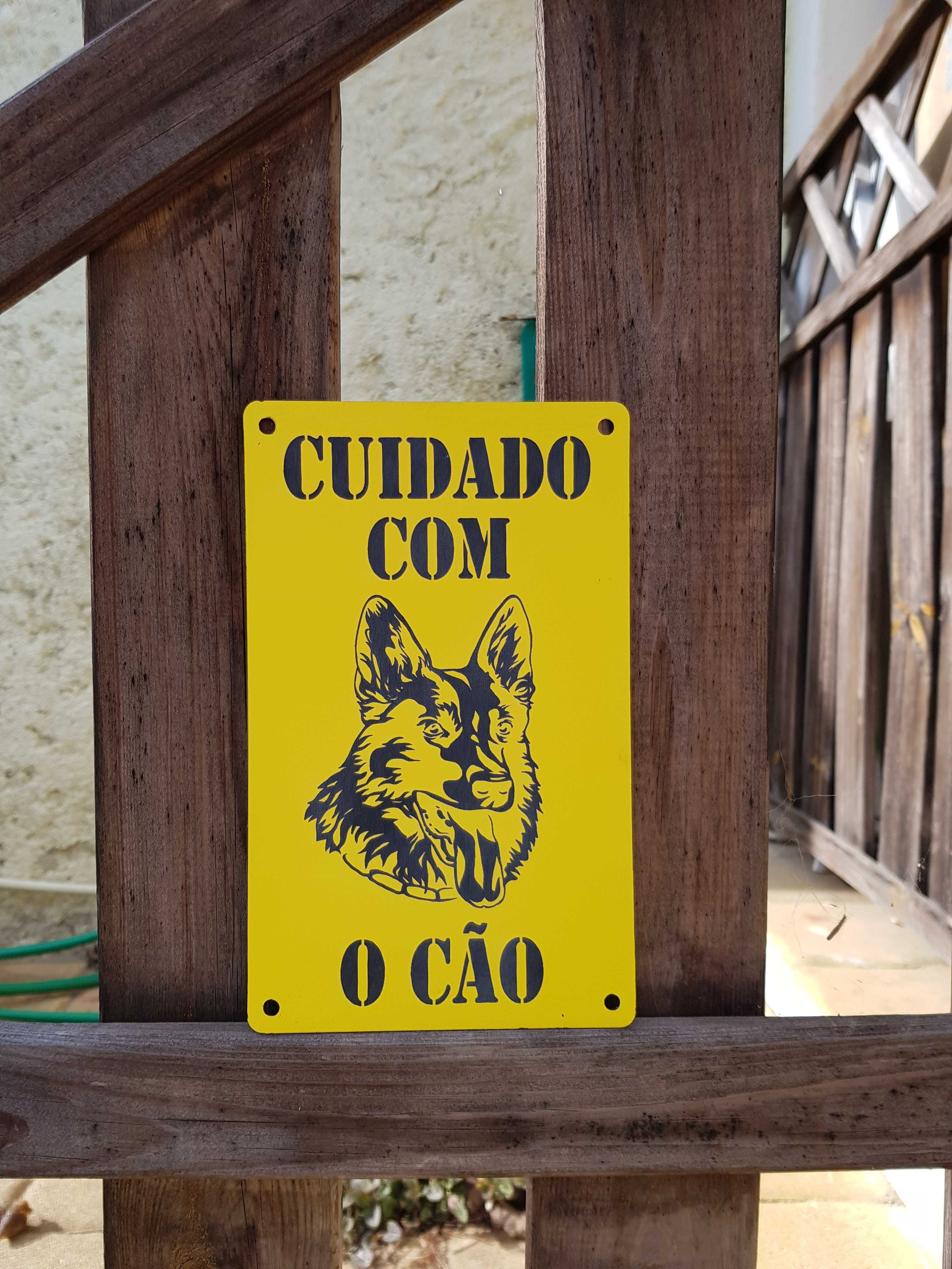 Placa sinalética personalizada "cuidado com o cão" qualquer raça