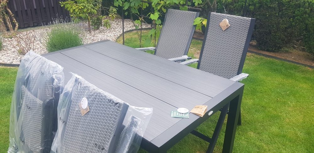 Nowy zestaw mebli ogrodowych stół  150x90 krzesła relaksy 4szt