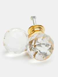Скляні  Стеклянные ручки для мебели золото и кристал