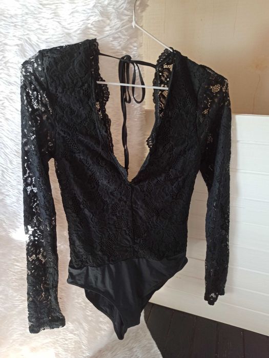 Мереживний боді з довгими рукавами H&M розмір ХС-С