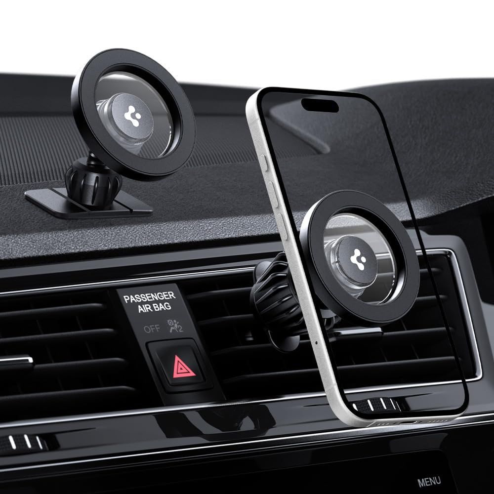 Spigen Mft13 Magnetic Magsafe Dashboard & Vent Car Mount Black