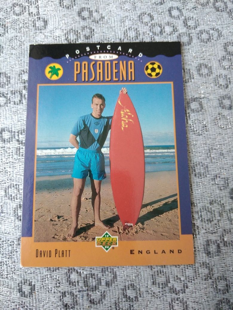 Karta World cup USA 94 postcard from Pasadena Anglia David Platt