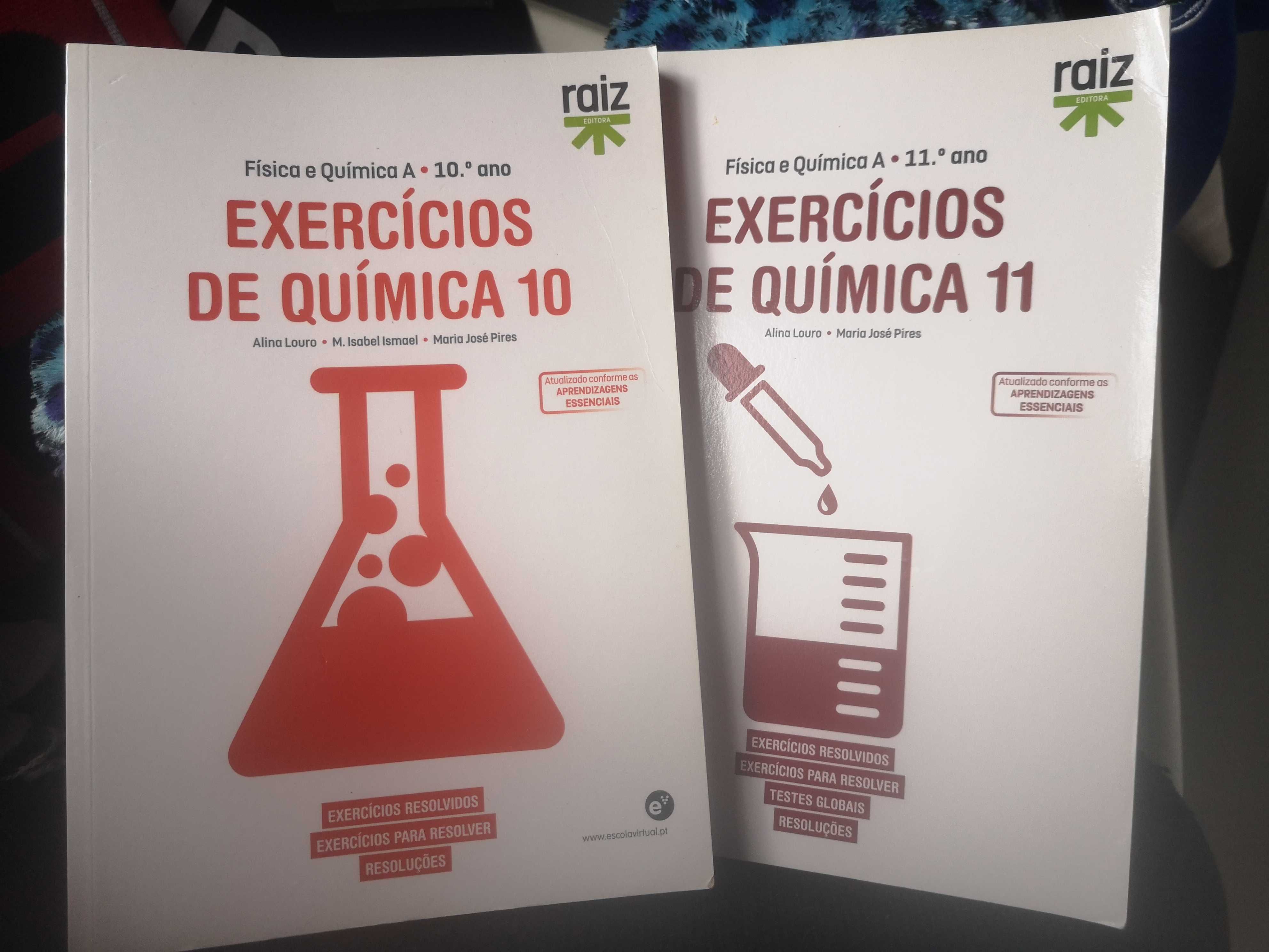 Livros "Exercícios de Química" para 10º e 11º ano