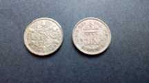 Zestaw 2 monet . 6 pensów 1936r,1943 r srebro