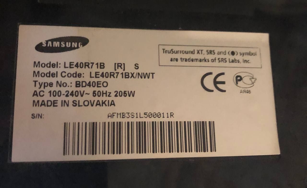 Продам телевизор Samsung LE40R71BXINWT 40 дюймов Slov