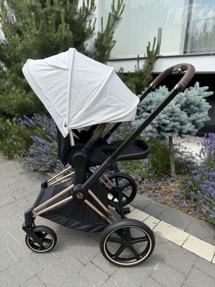 Cybex priam 4.0 3в1 Off White, шасі Rosegold.