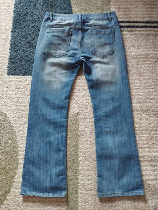 Dżinsy jeansy proste przecierane denim co
