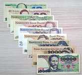 Banknoty PRL zestaw 9 szt. od 10 zł do 10.000 zł