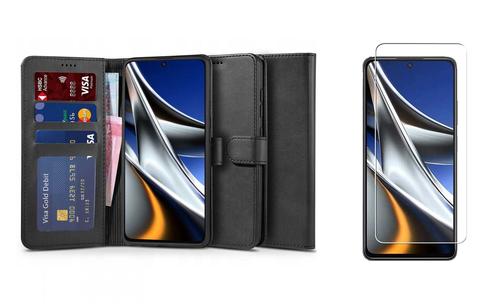 Etui Wallet + Szkło Hartowane Płaskie do Xiaomi Poco X4 Pro 5G
