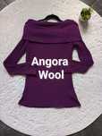 Stylowy sweter z angory w kolorze śliwkowym - Le Chateau M wool