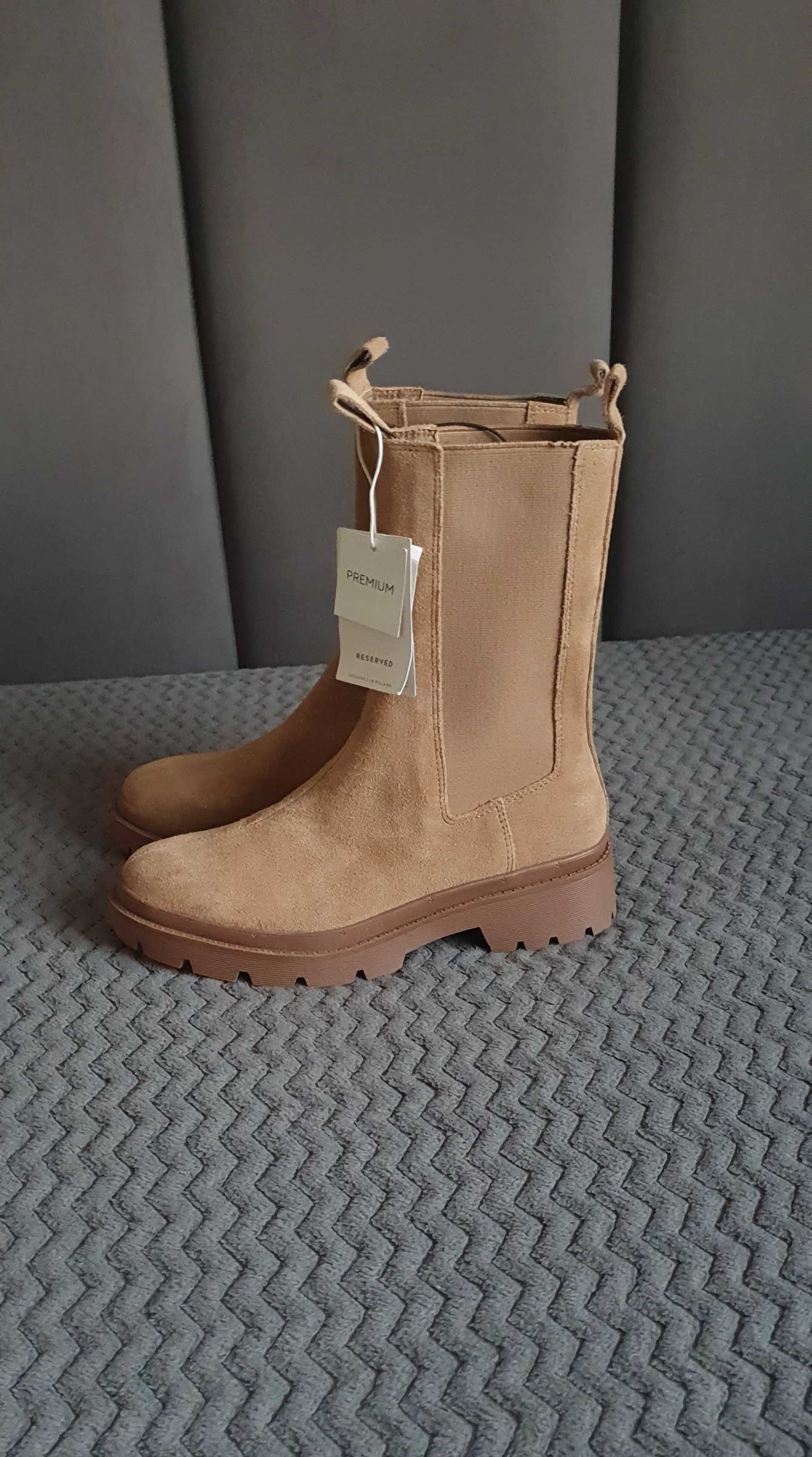 Nowe botki skórzane Reserved Premium r.36